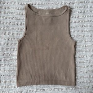 Aeropostale Seriously Soft Seamless Cropped Boatneck Tank Beige Tan Size XS